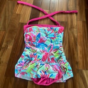 Tropical print one piece swimsuit-medium